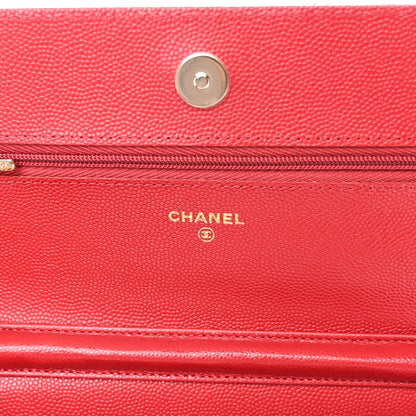 Chanel Caviar Quilted Wallet on Chain WOC Red 6 of 12