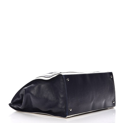 Chanel Lambskin Quilted Lido Shopping Tote Dark Navy Blue 4 of 13