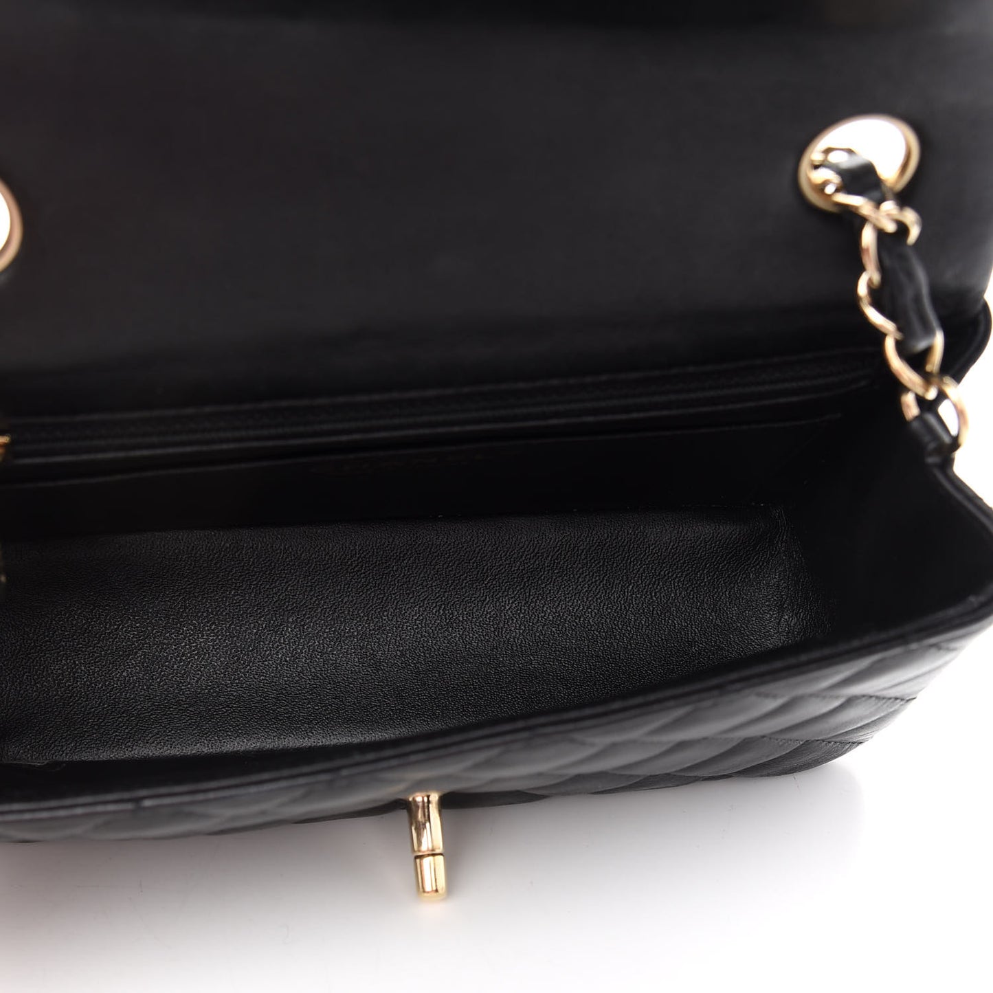 Lambskin Quilted Mini Rectangular Flap Black