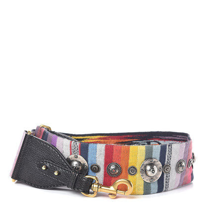 Christian Dior Canvas Embroidered Studded Rainbow Shoulder Strap 1 of 3