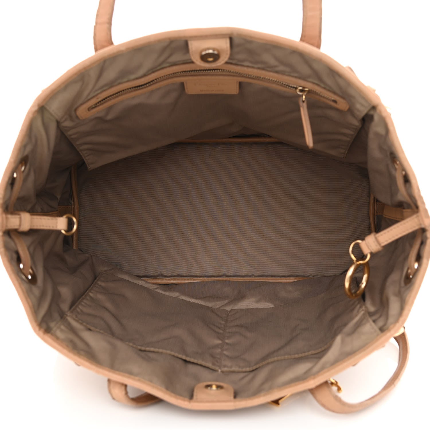 Christian Dior Coated Canvas Cannage Medium Panarea Tote Beige 5 of 19