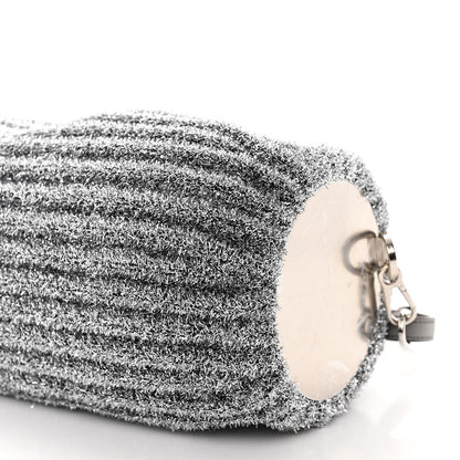 Loewe Metallic Lurex Pleated Bracelet Pouch Shoulder Bag Silver 9 of 9