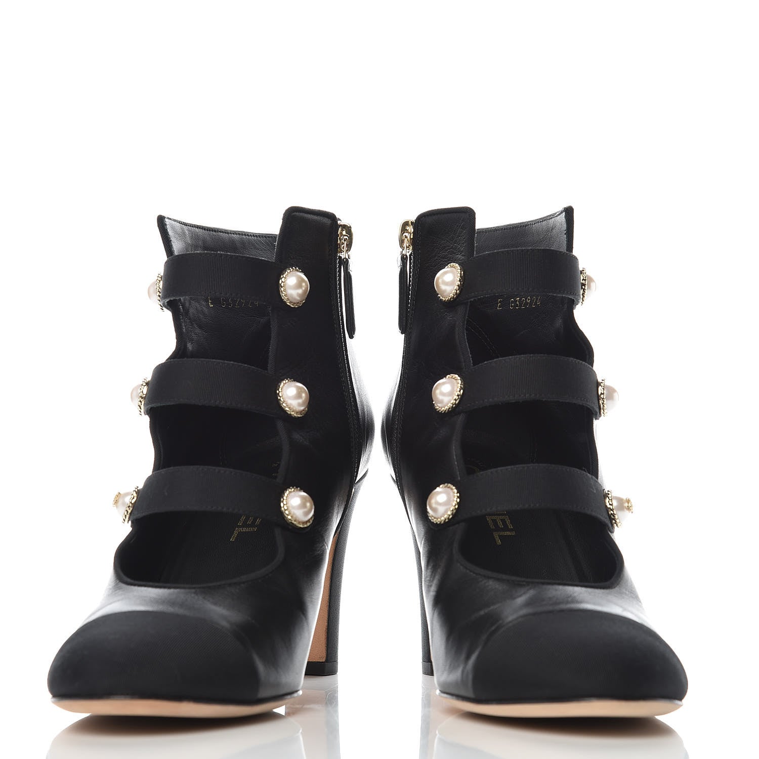 Chanel Lambskin Grosgrain Cap Toe Pearl Ankle Boots 40 Black 5 of 11
