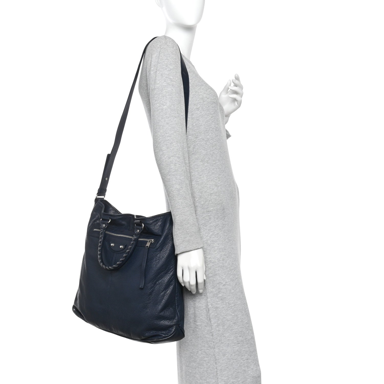 Balenciaga Agneau Classic Silver Hardware Hexagon Bleu Mineral 2 of 10