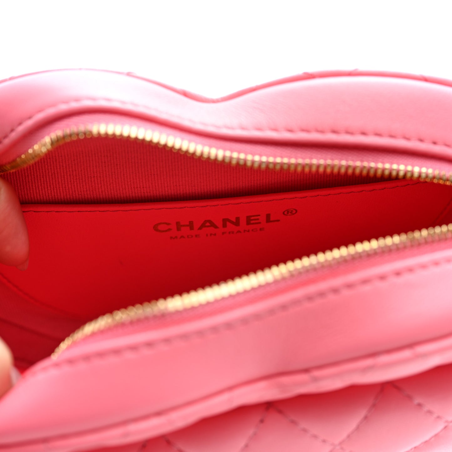 Lambskin Quilted Large CC In Love Heart Bag Pink