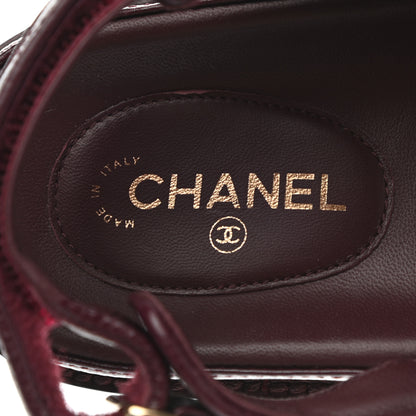 Chanel Grained Calfskin Quilted Velcro Dad Sandals 38 Burgundy 7 of 8