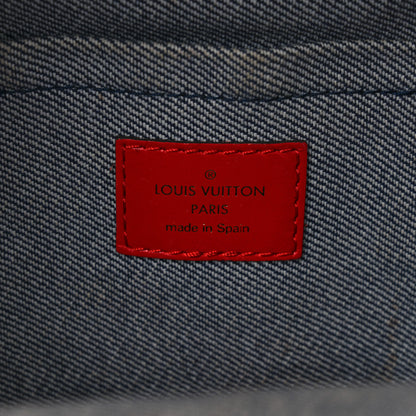 Louis Vuitton Denim Damier Monogram Patchwork Palm Springs Backpack Mini Blue Rouge 6 of 13