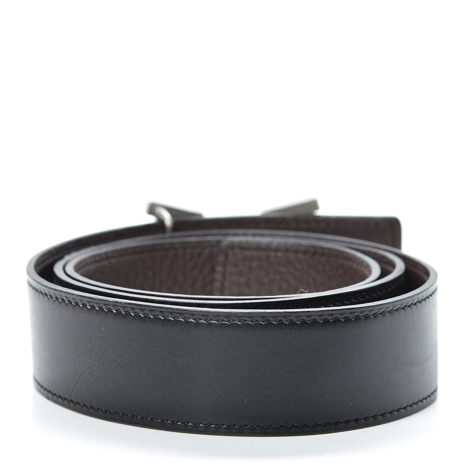 Hermes Box Togo Smile H Belt 80 Black Chocolate 3 of 6