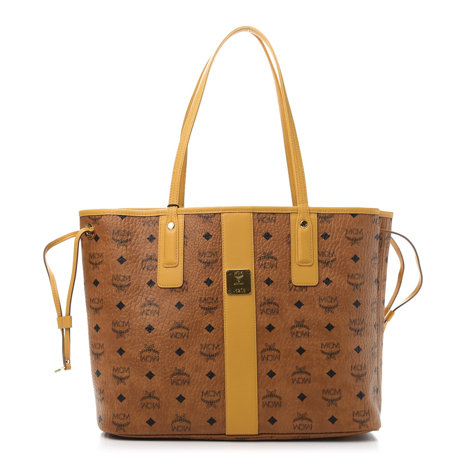 MCM Visetos Medium Liz Reversible Shopper Tote Cognac Yellow 3 of 18