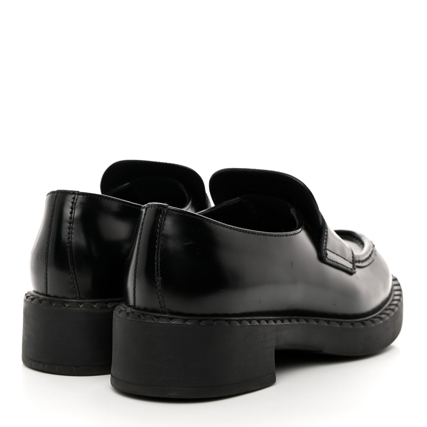 Spazzolato Metal Triangle Logo 50mm Loafers 37.5 Black