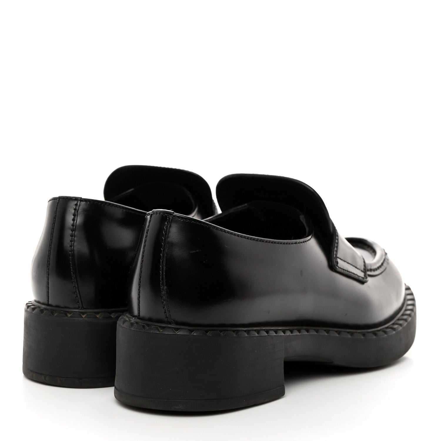 Prada Spazzolato Metal Triangle Logo 50mm Loafers 37.5 Black 4 of 10