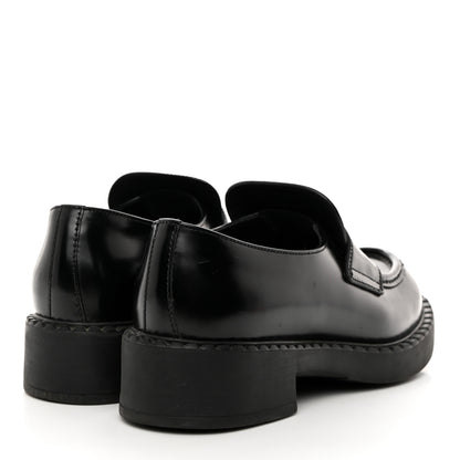 Prada Spazzolato Metal Triangle Logo 50mm Loafers 37.5 Black 4 of 10