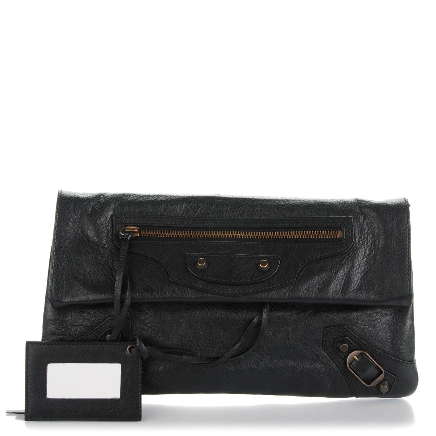 Agneau Classic Hardware Envelope Clutch Black