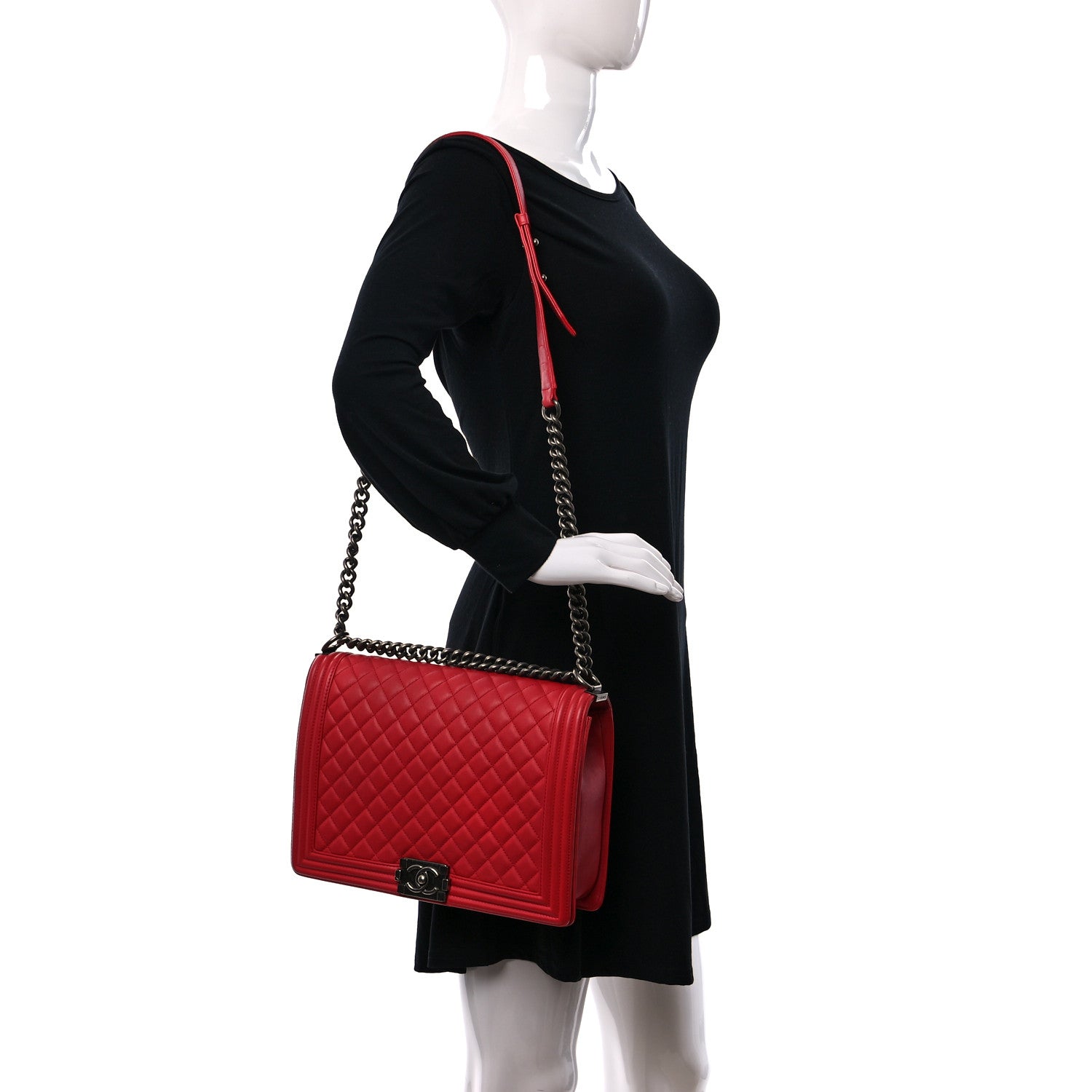 Chanel Calfskin Quilted Large Boy Flap Red 2 of 11