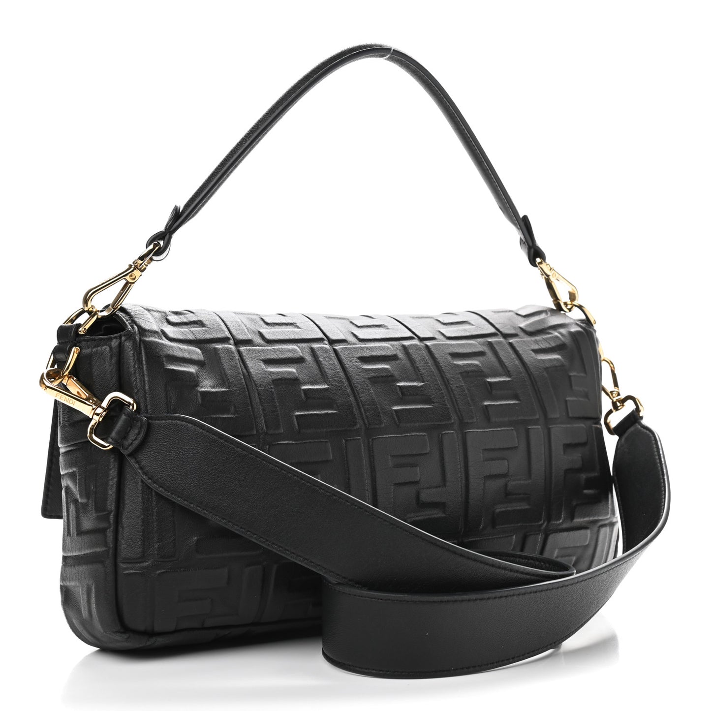 Nappa FF 1974 Embossed Large Baguette Black