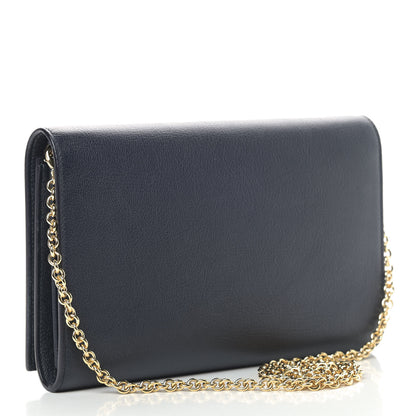 Saint Laurent Calfskin Monogram Belle de Jour Chain Clutch Navy 3 of 11