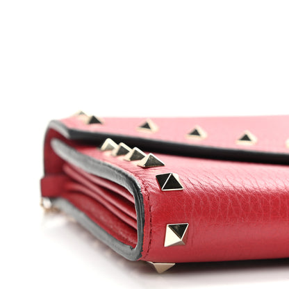 Valentino Garavani Pebbled Calfskin Rockstud Envelope Wallet on Chain Rosso Valentino 9 of 10