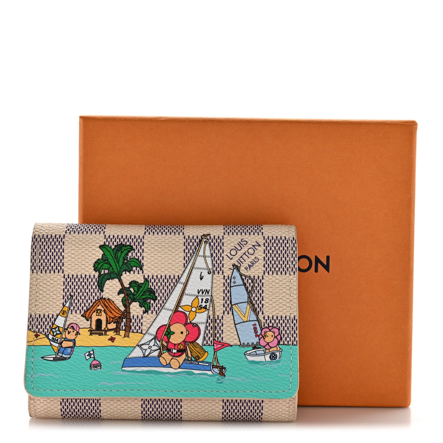 Louis Vuitton Damier Azur 2023 Christmas Animation Sailing Vivienne Portefeuille Monet Rosalie Coin Purse Dragon Fruit Pink 7 of 7