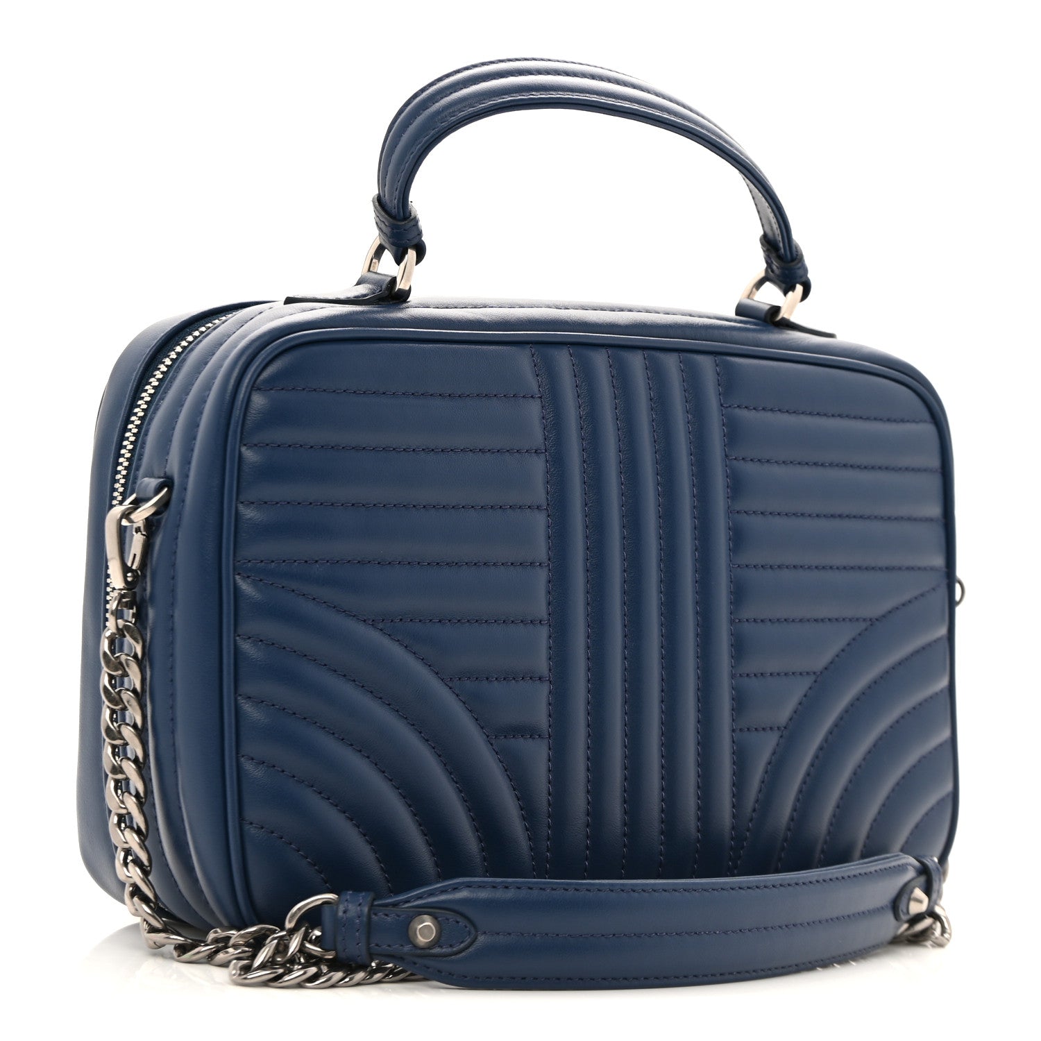 Prada Soft Calfskin Impunture Diagramme Camera Bag Bluette 3 of 12