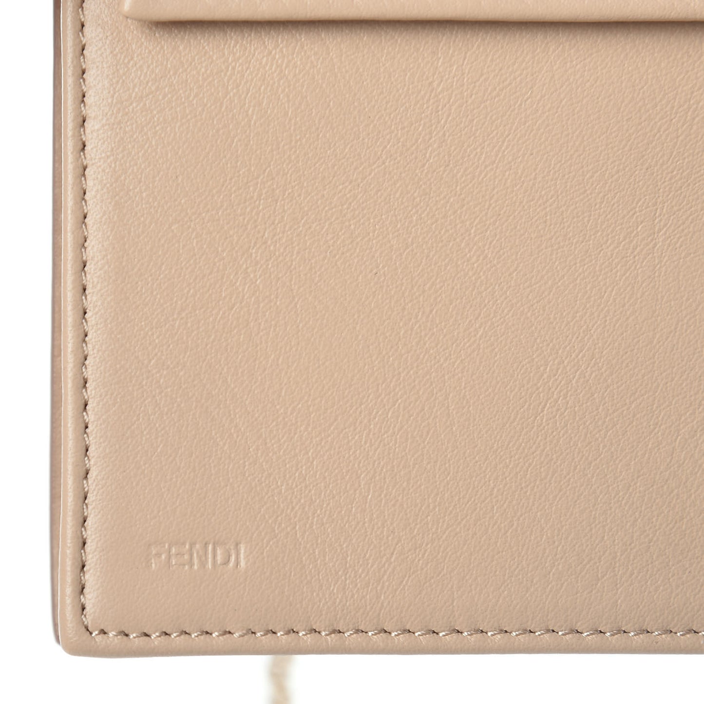 Patent Fendilicious Embossed Quilted Wallet On Chain Beige