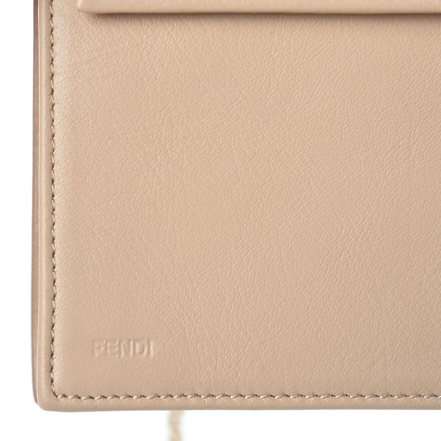 Fendi Patent Fendilicious Embossed Quilted Wallet On Chain Beige 8 of 10