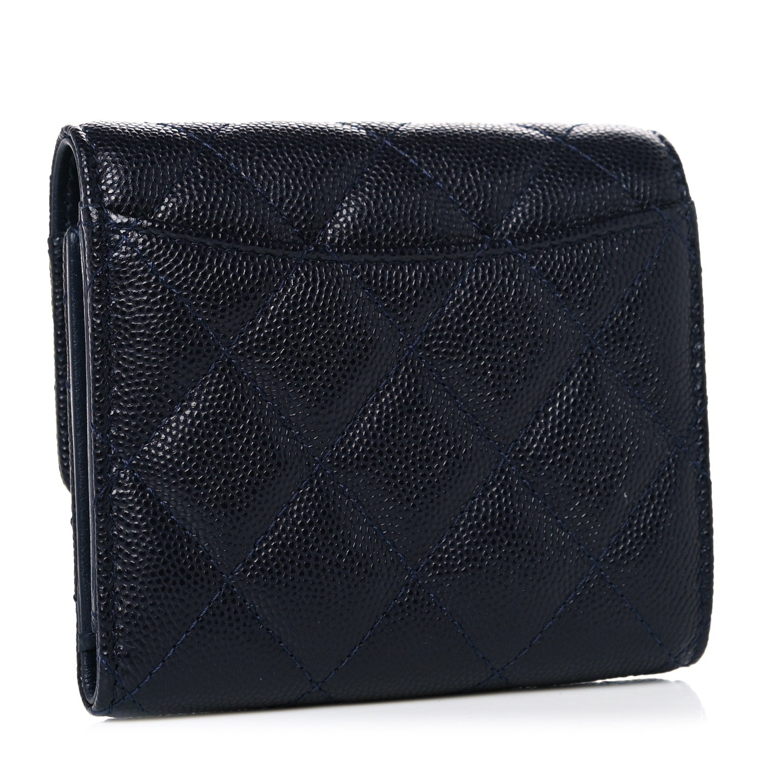 Chanel Caviar Quilted Compact Flap Wallet Navy 3 of 8