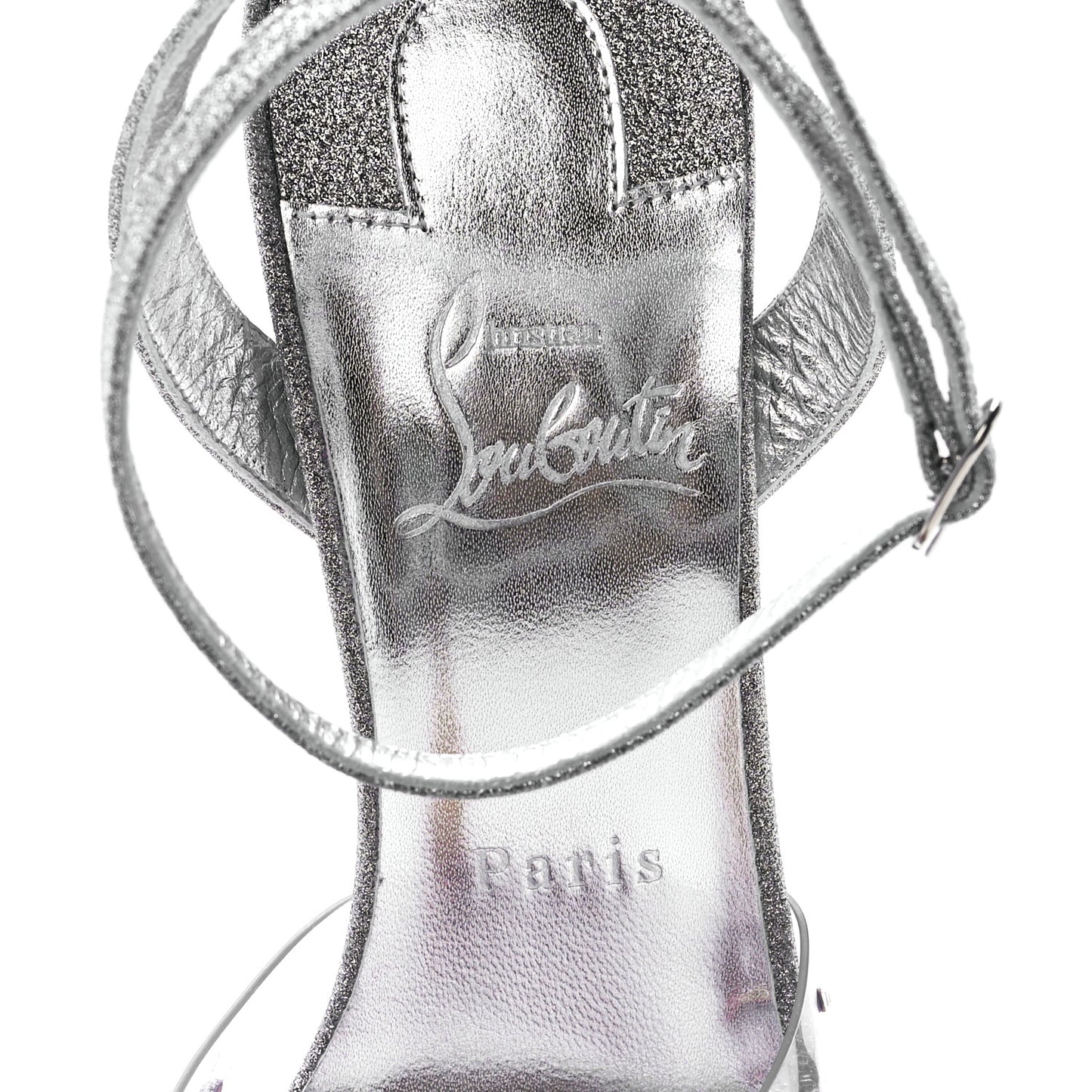 PVC Glittered Calfskin Spikaqueen 100 Pumps 38 Silver