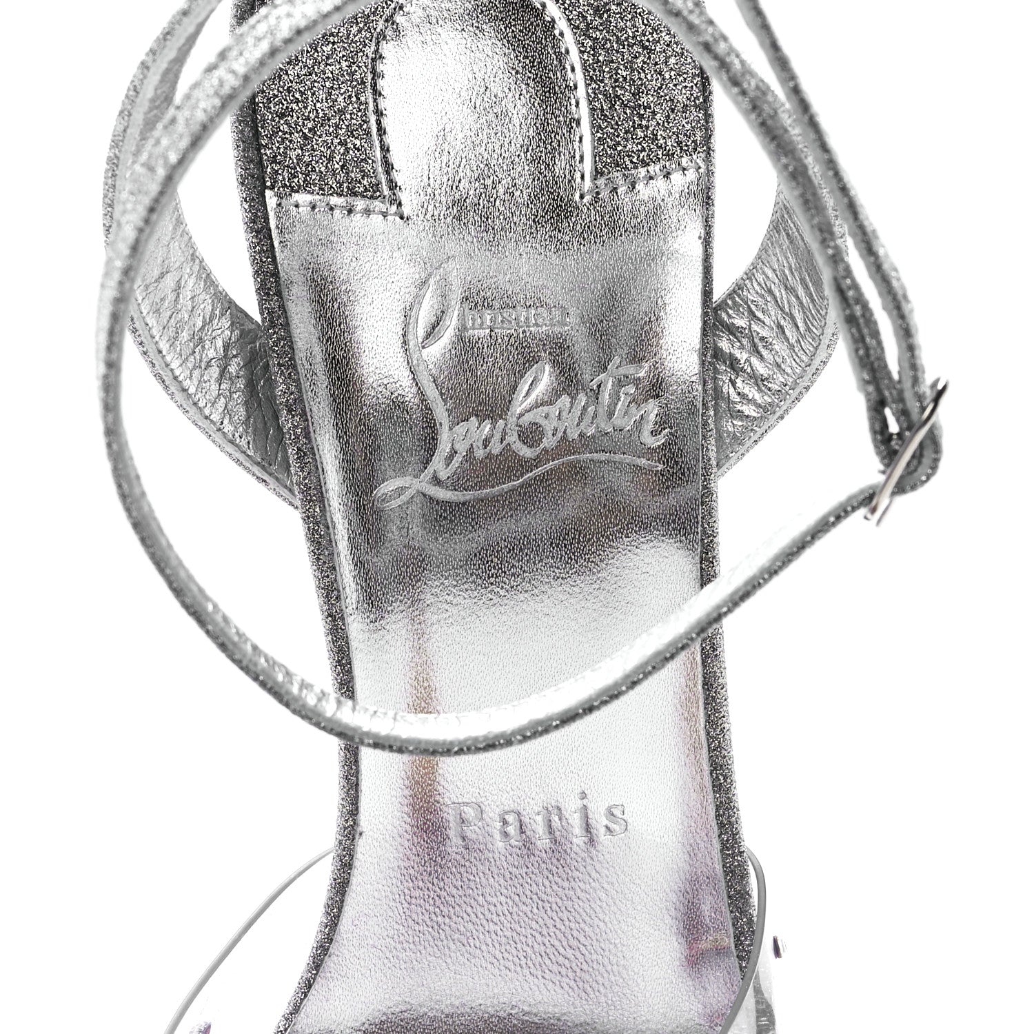 Christian Louboutin PVC Glittered Calfskin Spikaqueen 100 Pumps 38 Silver 7 of 7