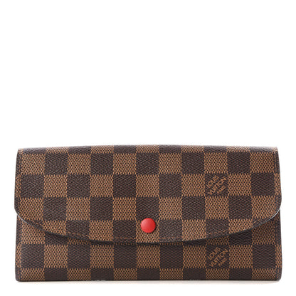 Louis Vuitton Damier Ebene Emilie Wallet Red 1 of 10