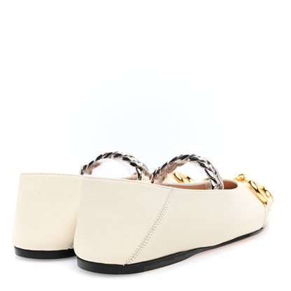Gucci Nappa Lumiere Deva Horsebit Chain Embellished Flats 35 Dusty White 4 of 7