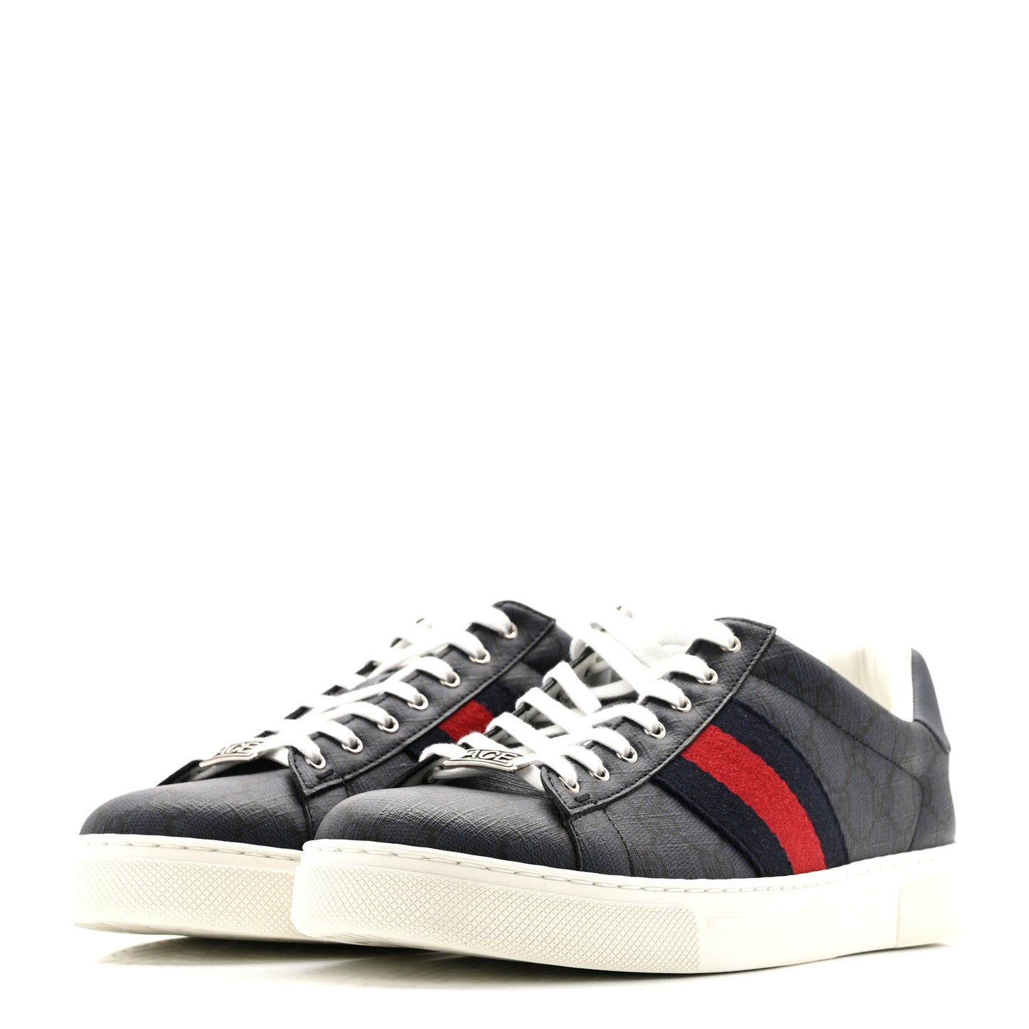 GG Supreme Monogram Web Mens New Ace Sneakers 8.5 Dark Blue