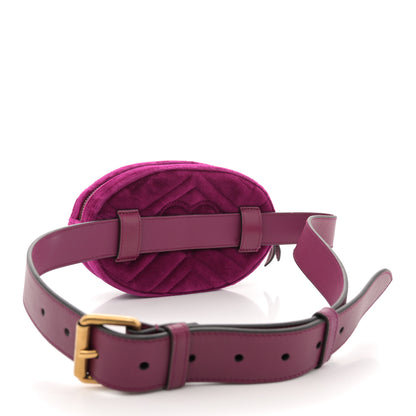 Gucci Velvet Matelasse GG Marmont Belt Bag 85 34 Fuchsia Violet Cyclamen 3 of 12