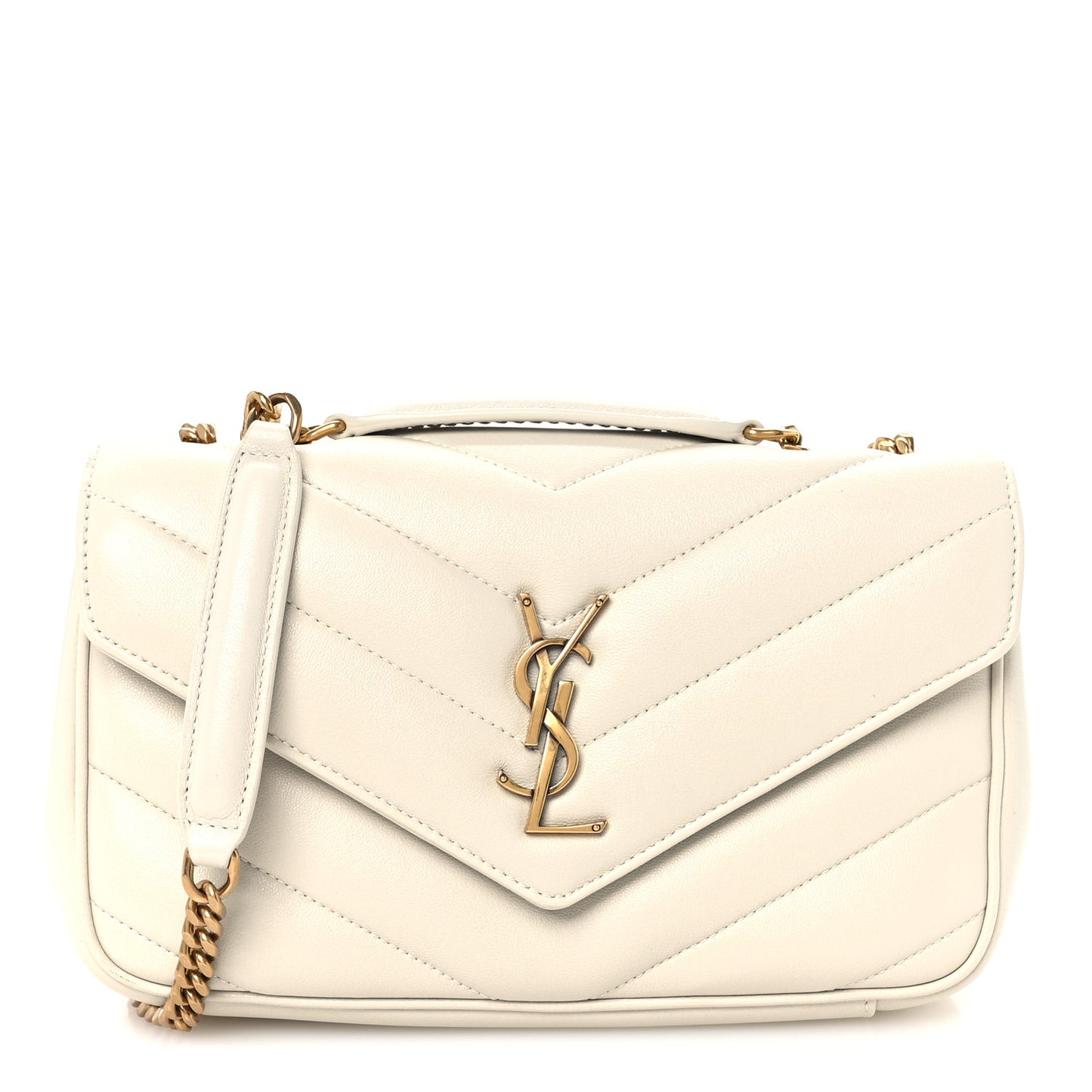 Lambskin Chevron Quilted Small Loulou White