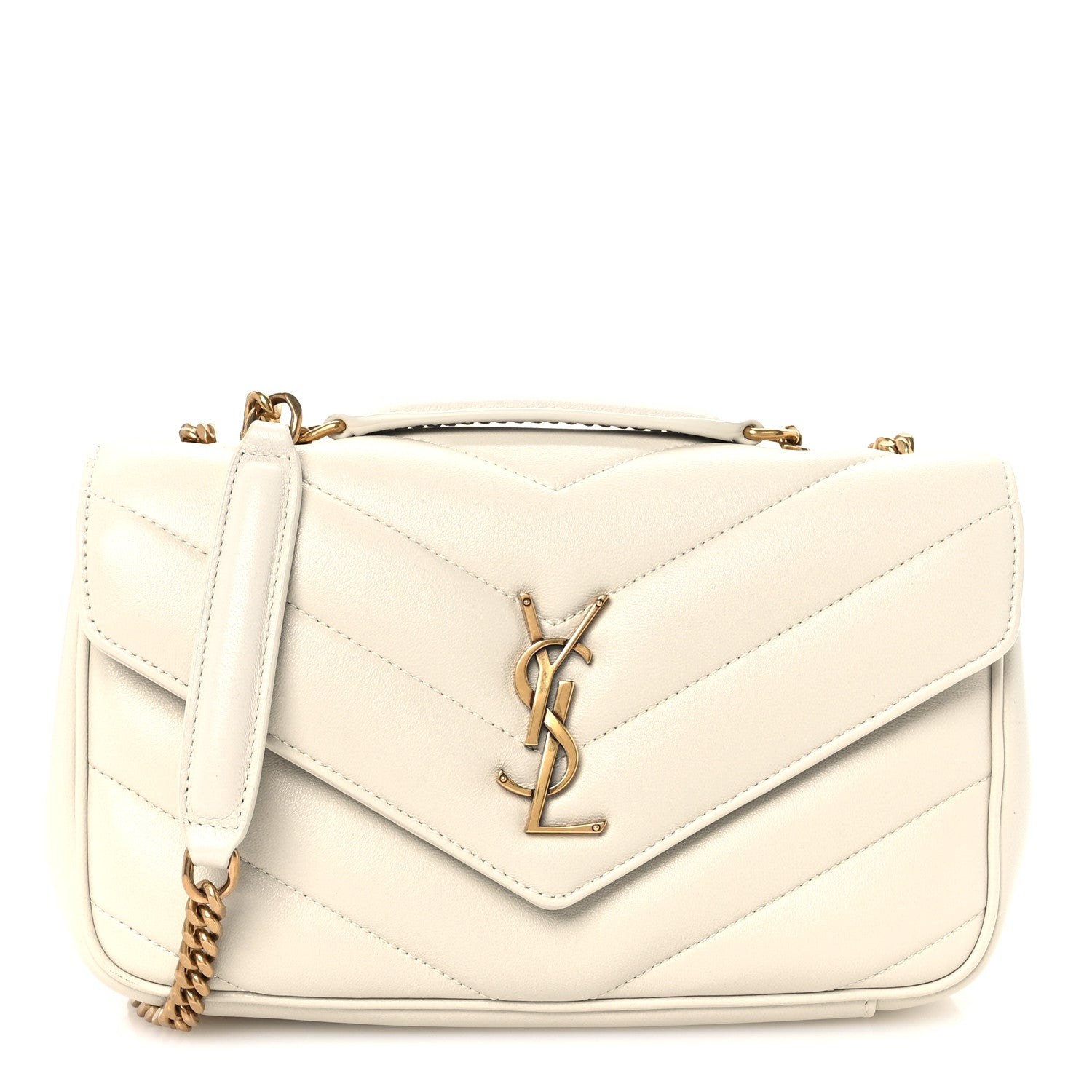 Saint Laurent Lambskin Chevron Quilted Small Loulou White 1 of 11