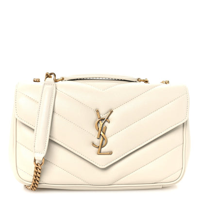 Saint Laurent Lambskin Chevron Quilted Small Loulou White 1 of 11