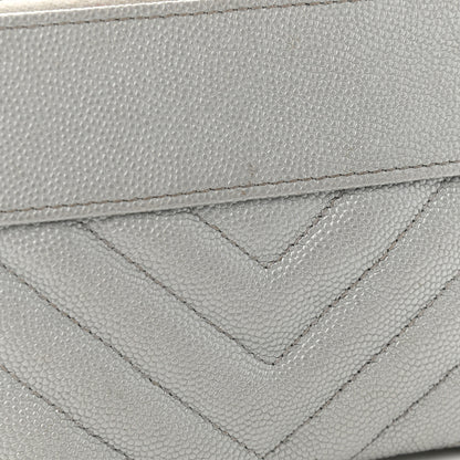 Chanel Metallic Caviar Chevron Quilted Small Vintage Mademoiselle Cosmetic Case Silver 8 of 8
