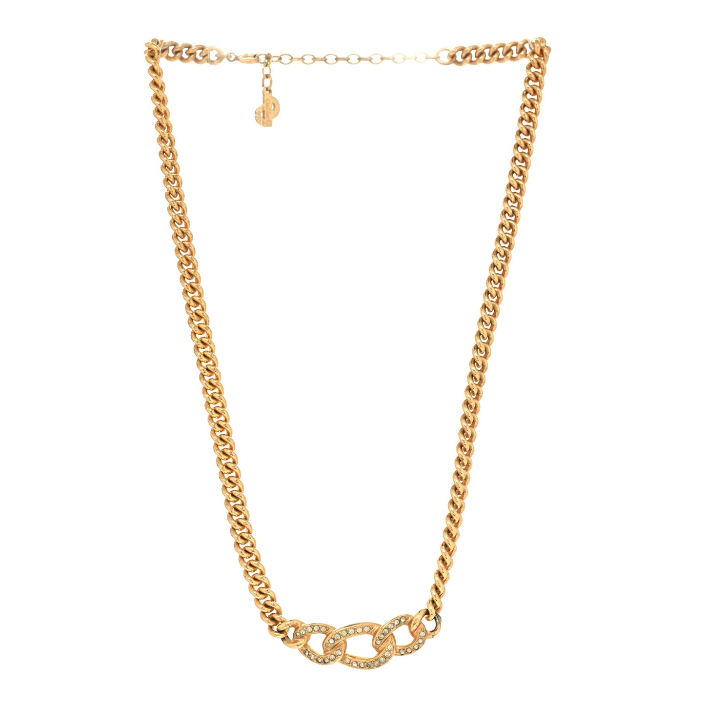 Crystal Interlocking Necklace Gold