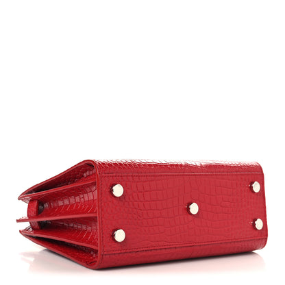 Saint Laurent Calfskin Crocodile Embossed Nano Sac De Jour Red 4 of 11