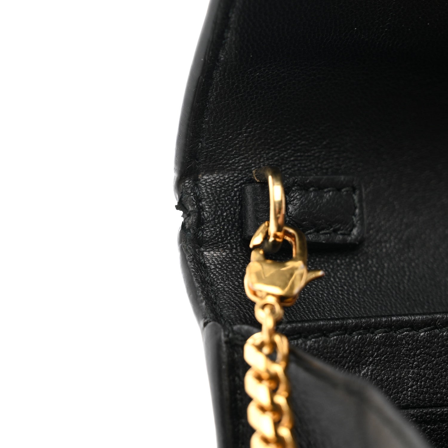 Alexander McQueen Calfskin Studded Skull Wallet on Chain Black