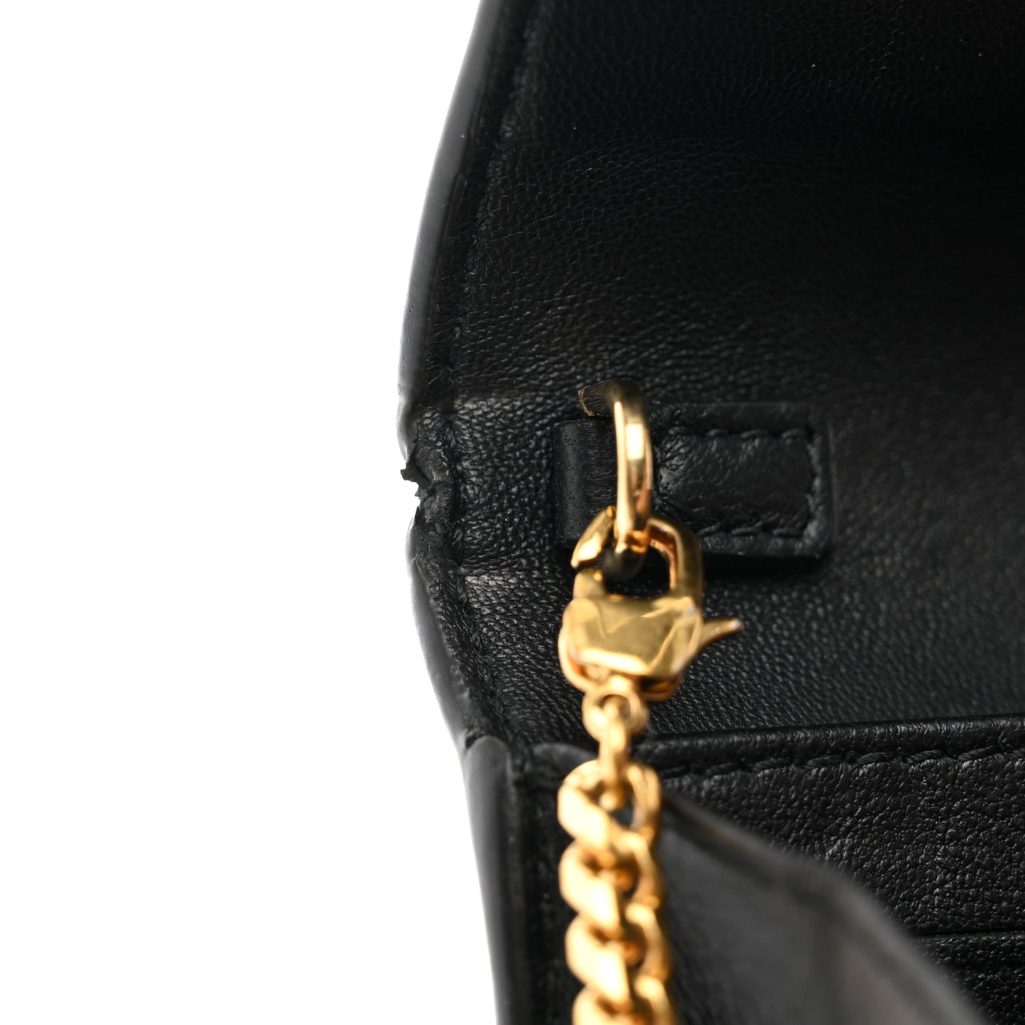 Calfskin Studded Skull Wallet on Chain Black