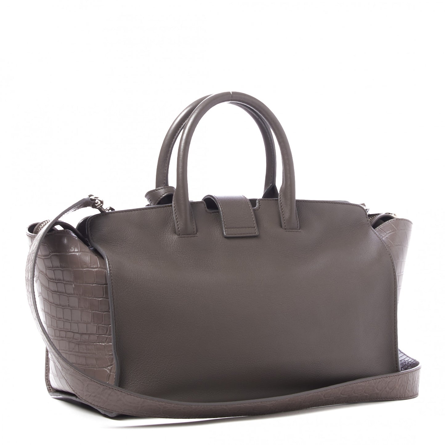 Smooth Calfskin Crocodile Embossed Small Monogram Downtown Cabas Earth