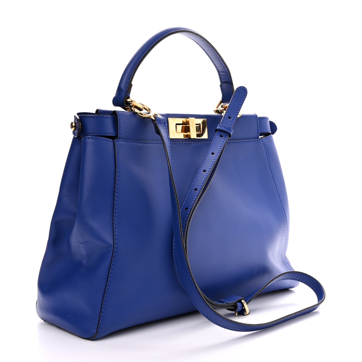 Fendi Vitello Morgan Fabric Jacquard Pequin Medium Peekaboo Iconic Satchel Blue Neon Tobacco 3 of 13
