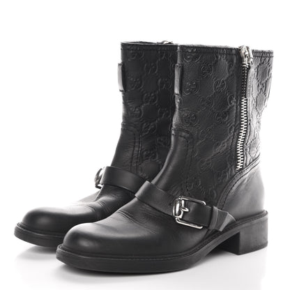 Gucci Guccissima Short Zip Boots 37 Black 3 of 11
