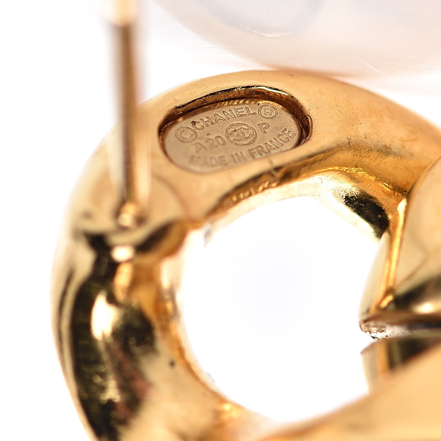 Metal CC Pick Drop Earrings Gold