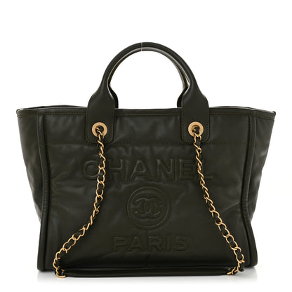 Chanel Calfskin Small Deauville Tote Khaki 1 of 12
