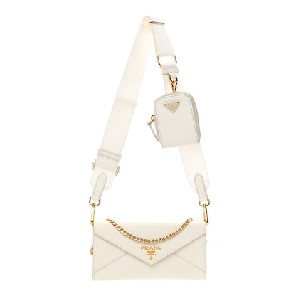 Prada Saffiano City Calf Mini Envelope Bag White 1 of 9