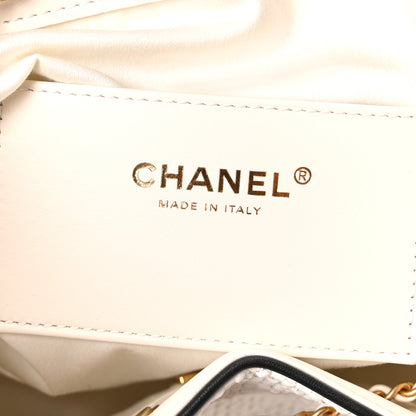 Chanel Braided Raffia Calfskin Quilted Small Chanel 25 Handbag White Black 11 of 21