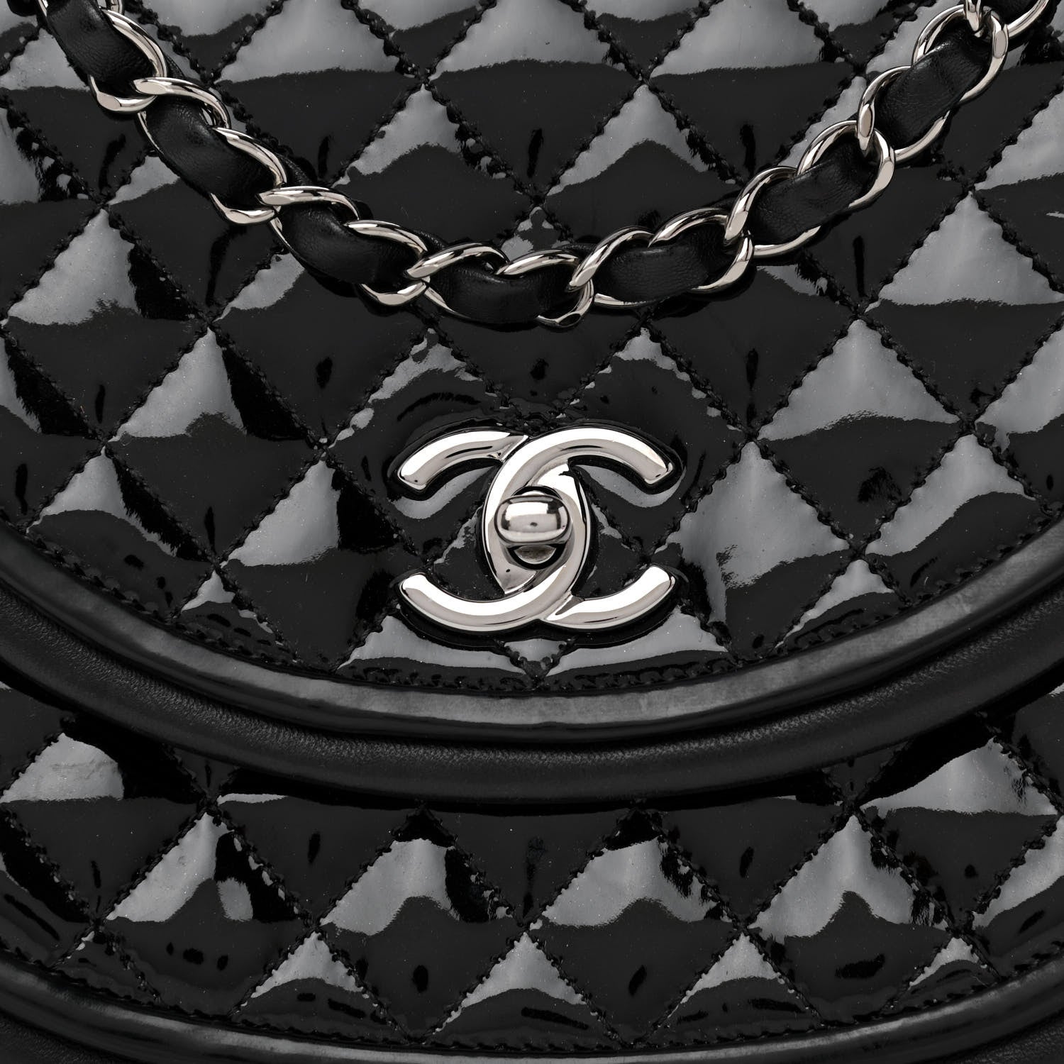 Chanel Lambskin Patent Classic Twist Crescent Flap Bag Black 8 of 11