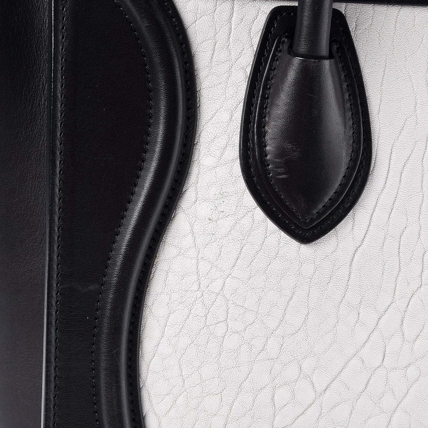 Shrunken Lambskin Micro Bi-Color Luggage Black White