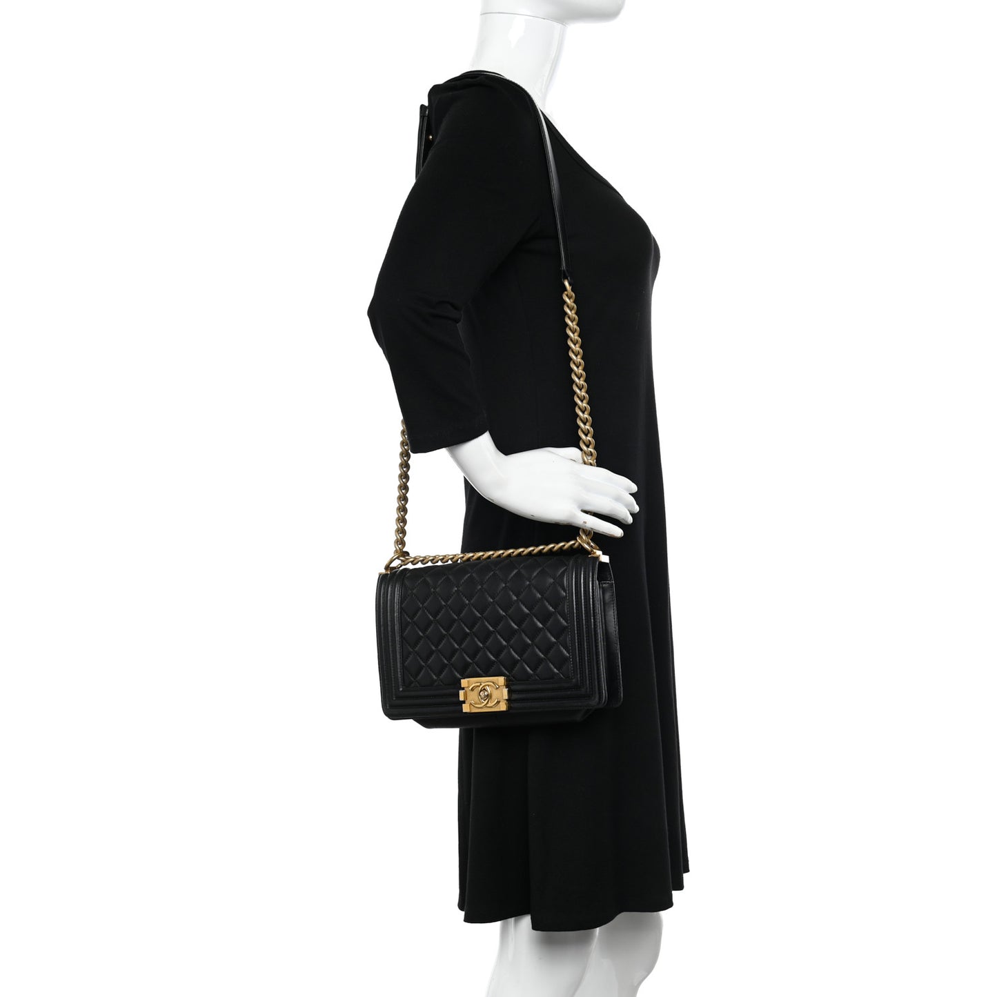 Lambskin Quilted Medium Boy Flap Black